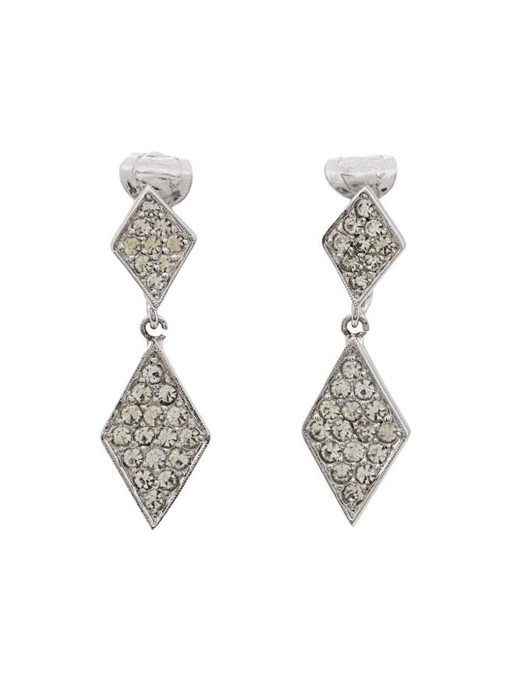 Susan Caplan Vintage 1980s Panetta Clip-on Earrings - Silver