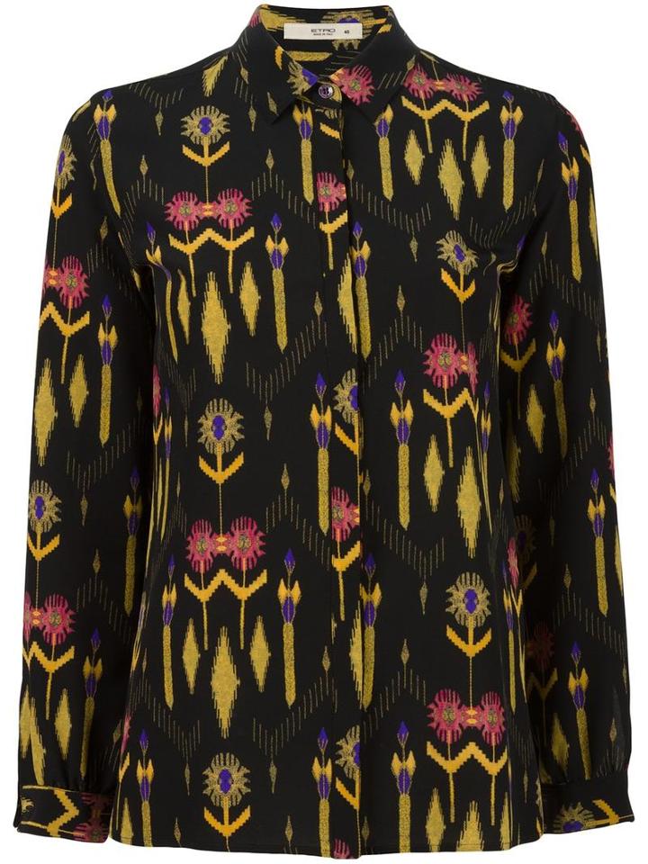 Etro Floral Print Shirt, Women's, Size: 40, Black, Silk