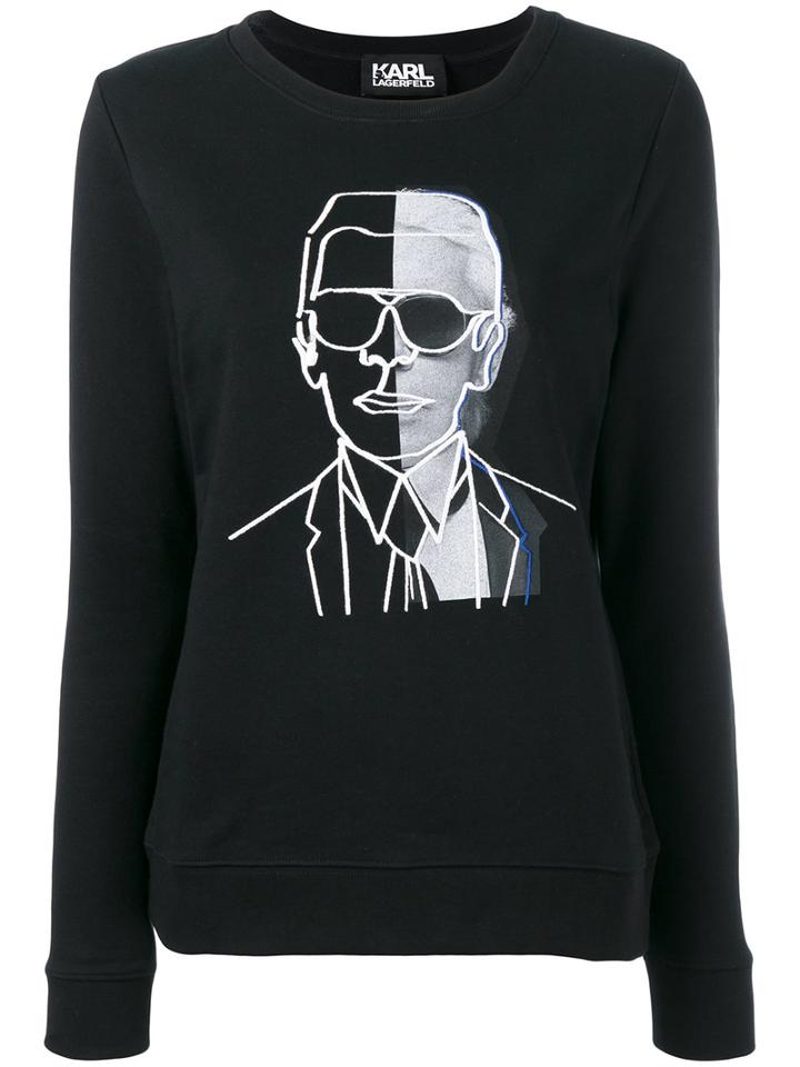 Karl Lagerfeld Karl Print Sweatshirt, Women's, Size: Large, Black, Cotton