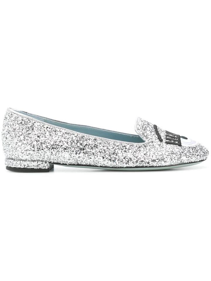 Chiara Ferragni Flirting Eye Glitter Ballerinas - Metallic