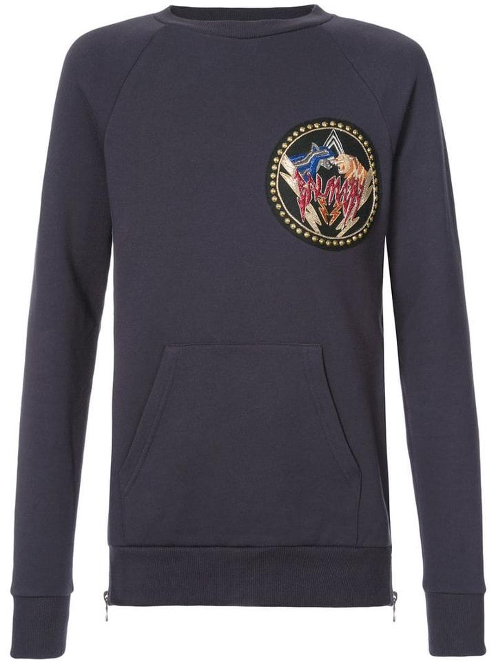 Balmain Logo Patch Sweatshirt - Purple