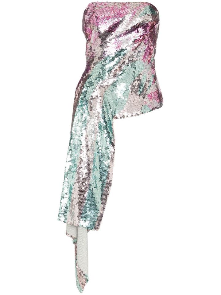 Halpern Metallic Sequinned Draped Strapless Top