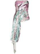 Halpern Metallic Sequinned Draped Strapless Top