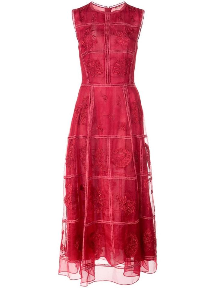 Adam Lippes Sheer Panel Dress - Red