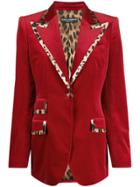 Dolce & Gabbana Leopard Print Trimmed Blazer - Red