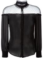 Red Valentino Sheer Panel Blouse, Women's, Size: 40, Black, Cotton/silk