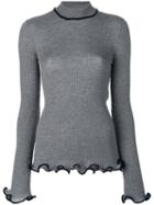 Stella Mccartney - Ruffle Trimmed Turtleneck Knit - Women - Cotton/wool - 42, Grey, Cotton/wool
