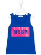Msgm Kids Logo Print Tank Top, Girl's, Size: 10 Yrs, Blue