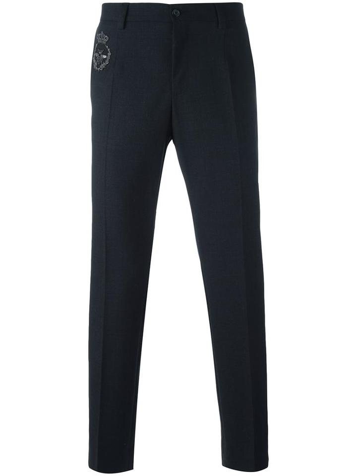 Dolce & Gabbana Tailored Trousers, Men's, Size: 48, Blue, Virgin Wool/cotton/spandex/elastane/polyester