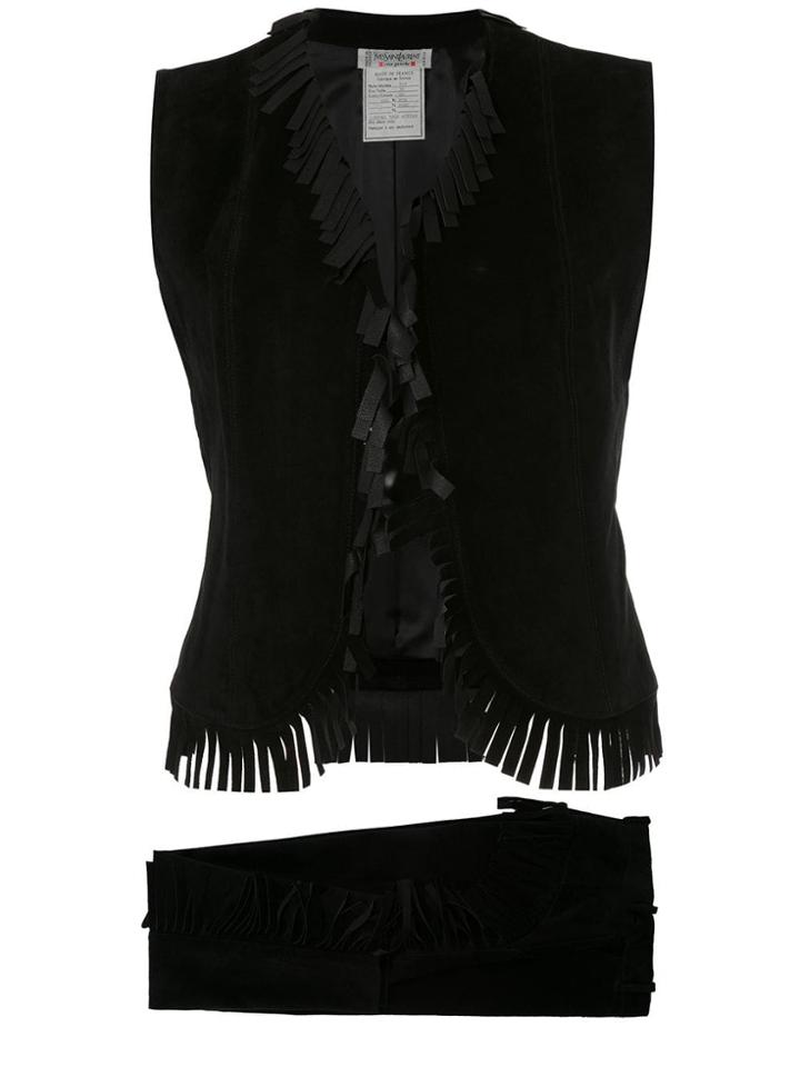 Yves Saint Laurent Pre-owned Fringe Blouse & Trousers - Black