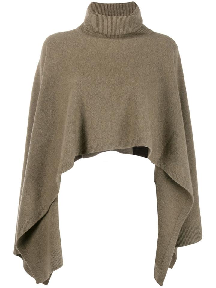 Pringle Of Scotland Asymmetric Hem Roll Neck Poncho - Green