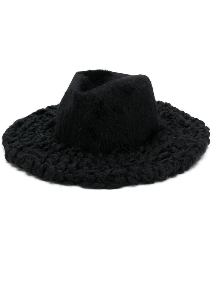 Giorgio Armani Knitted Brim Trilby - Black