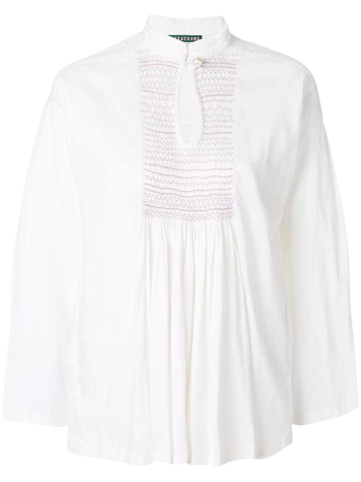 Alexa Chung Smocked Blouse - White