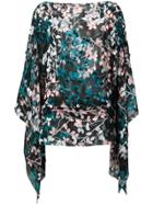 Roberto Cavalli Floral Silk Sheer Blouse - Black
