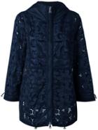 Moncler Guipure Lace Hooded Jacket, Women's, Size: 4, Blue, Polyimide/cotton/polyester