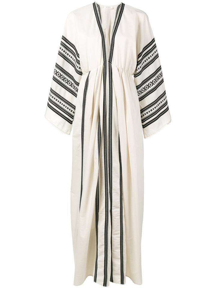 Celia Dragouni - Embroidered Kaftan Dress - Women - Cotton - Xs/s, Nude/neutrals, Cotton