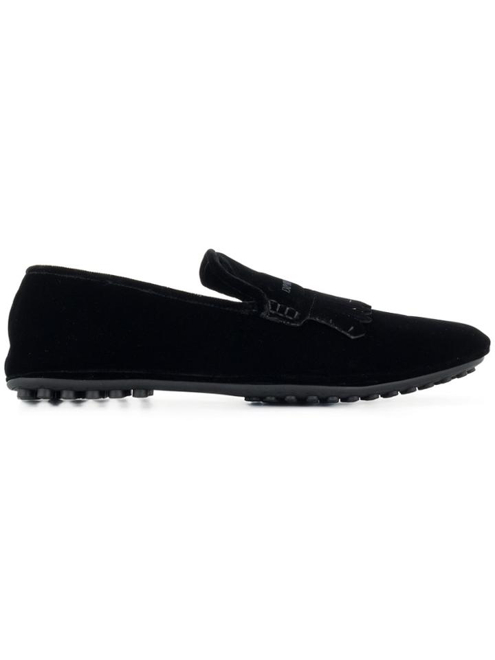 Emporio Armani Front Logo Printed Loafers - Black