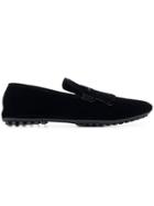 Emporio Armani Front Logo Printed Loafers - Black