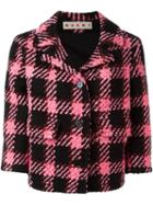 Marni Checked Cropped Jacket, Women's, Size: 44, Pink/purple, Cotton/viscose/wool