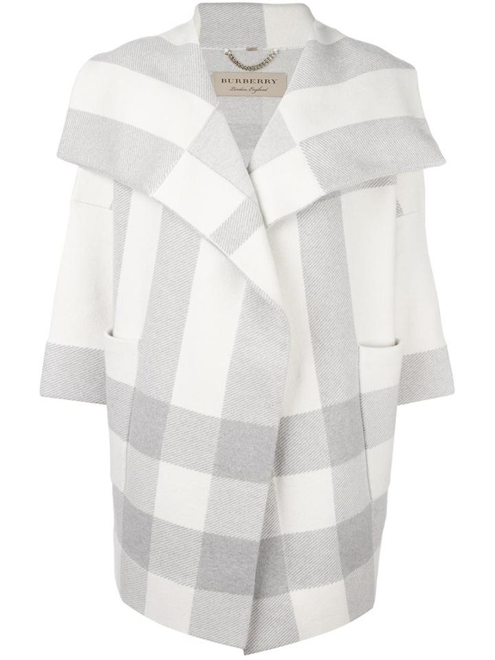 Burberry Checked Oversized Coat, Women's, Size: Xs, Grey, Nylon/spandex/elastane/cashmere/wool