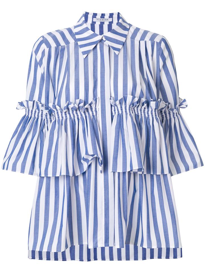 Vivetta Frilled Stripe Blouse - Blue