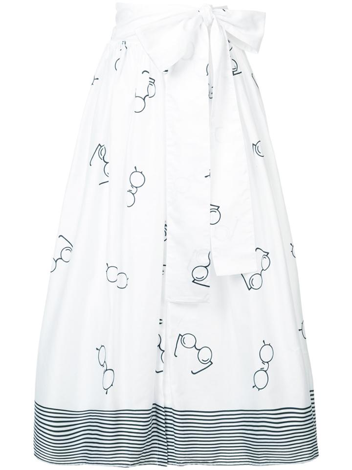 Silvia Tcherassi Frame Print Full Skirt - White