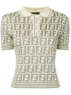 Fendi Vintage Monogram Knitted Polo Shirt - Neutrals