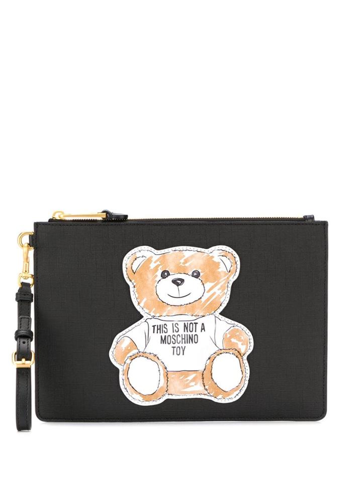 Moschino Bear Patch Clutch Bag - Black