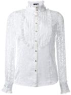 Loveless Lace Bib Blouse, Women's, Size: 36, White, Polyester/rayon