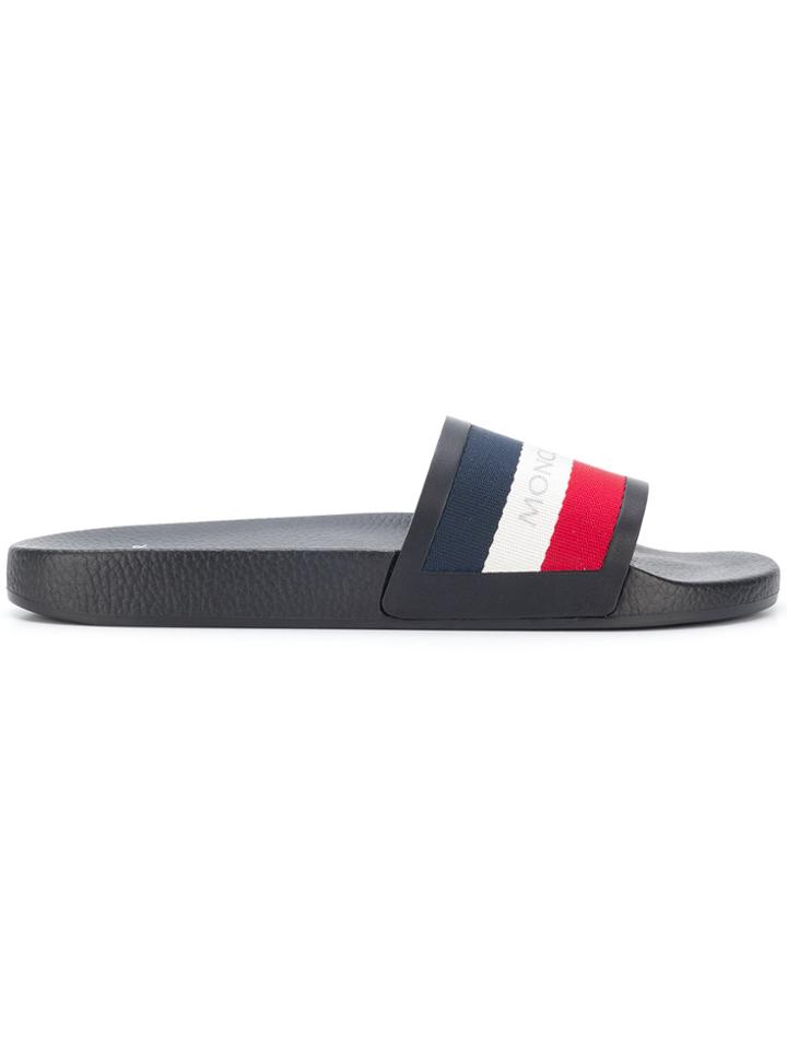 Moncler Tri-stripe Slides - Black