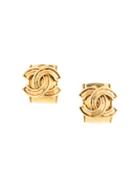 Chanel Pre-owned Cc Hoop Earrings - Gold