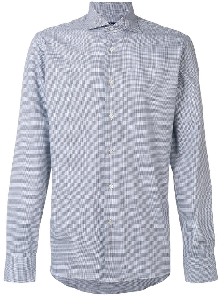 Borriello Micro Houndstooth Shirt - Blue