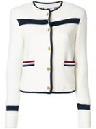 Thom Browne Wool Knit Crewneck Jacket - White