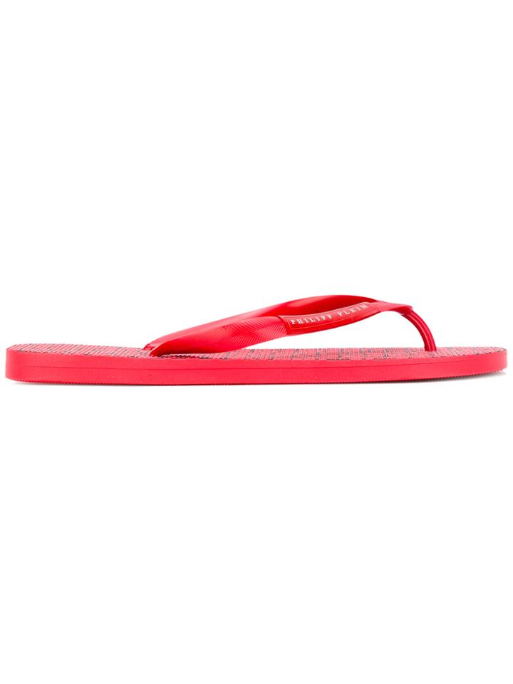 Philipp Plein Logo-print Flip Flops - Red