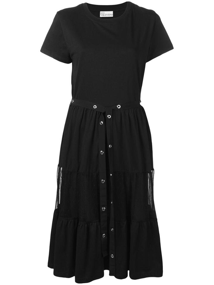 Red Valentino Belted T-shirt Midi Dress - Black