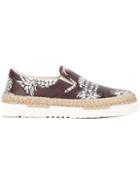 Valentino Garavani Pineapple Print Slip-on Sneakers, Men's, Size: 44, Red, Calf Leather/leather/rubber
