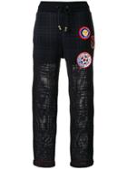 Mr & Mrs Italy Patched Tartan Joggers - Blue