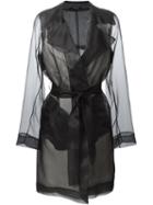 Maison Margiela Sheer Trench Coat, Women's, Size: 38, Black, Silk/viscose