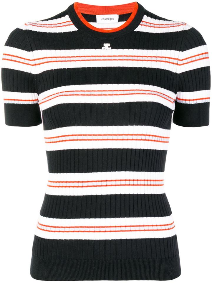 Courrèges Striped Rib Knit Top - Black