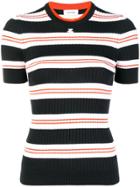 Courrèges Striped Rib Knit Top - Black