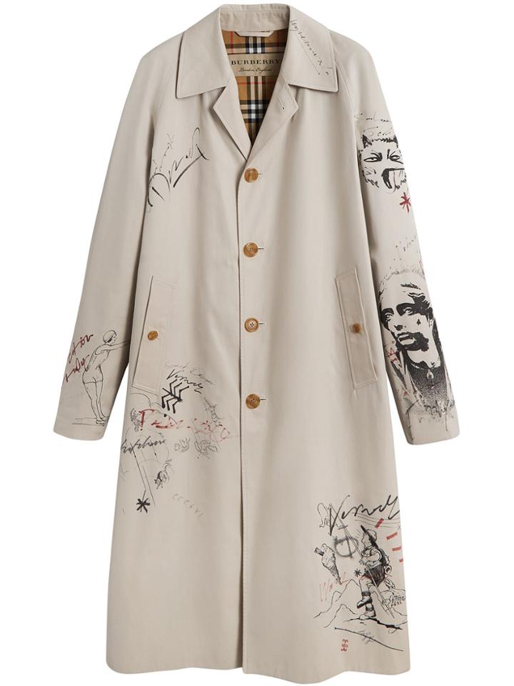 Burberry Sketch Print Car Coat - Grey