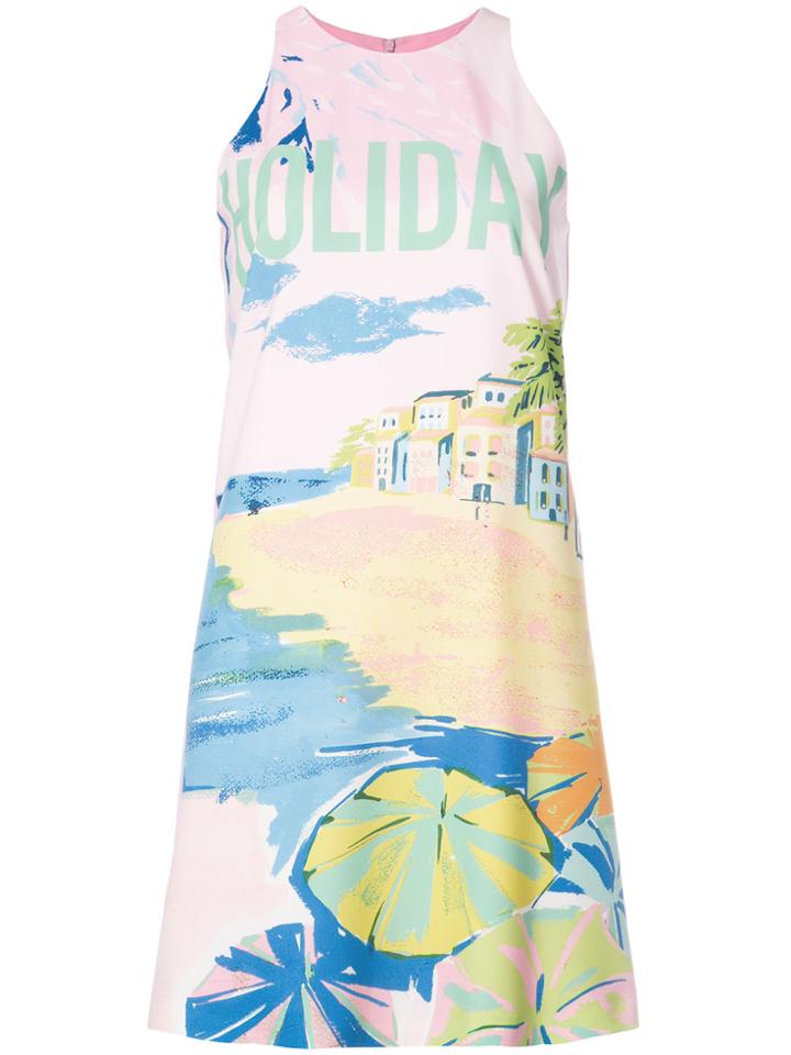 Boutique Moschino Holiday Print Dress - Pink & Purple