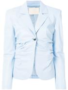 Drome Ruched Fitted Blazer - Blue