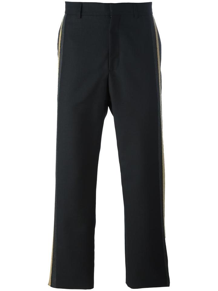 Ports 1961 Vertical Stripe Trousers, Men's, Size: 52, Black, Cupro/virgin Wool/viscose/silk