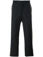 Ports 1961 Vertical Stripe Trousers, Men's, Size: 52, Black, Cupro/virgin Wool/viscose/silk