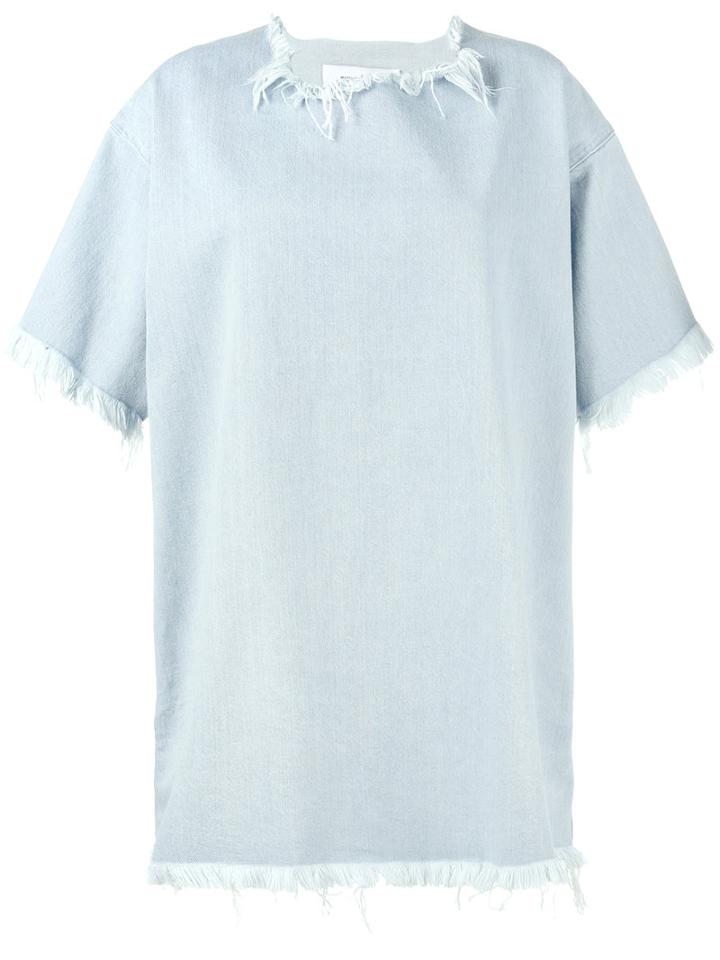 Marques'almeida Boxy Fit Frayed Hem Denim Dress, Women's, Size: Medium, Blue, Cotton