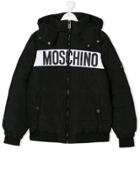 Moschino Kids Teen Logo Printed Padded Jacket - Black