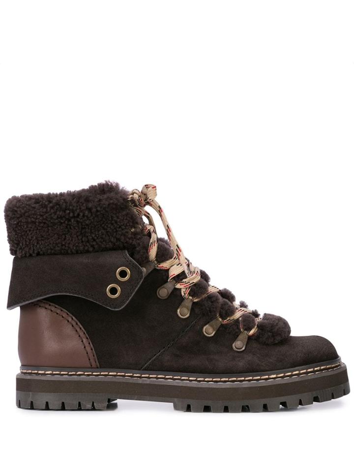 See By Chloé Eileen Lace-up Ankle Boots - Brown