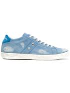 Leather Crown Distressed Sneakers - Blue
