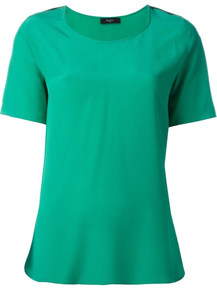 Paul Smith Black Label Round Neck Top, Women's, Size: 42, Green, Silk